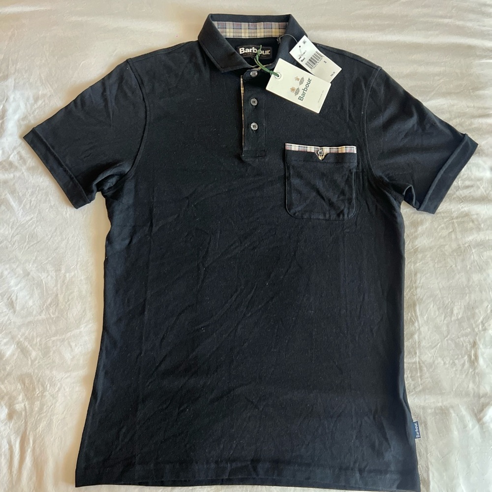 NWT Barbour Corpatch short sleeve black polo shirt top small